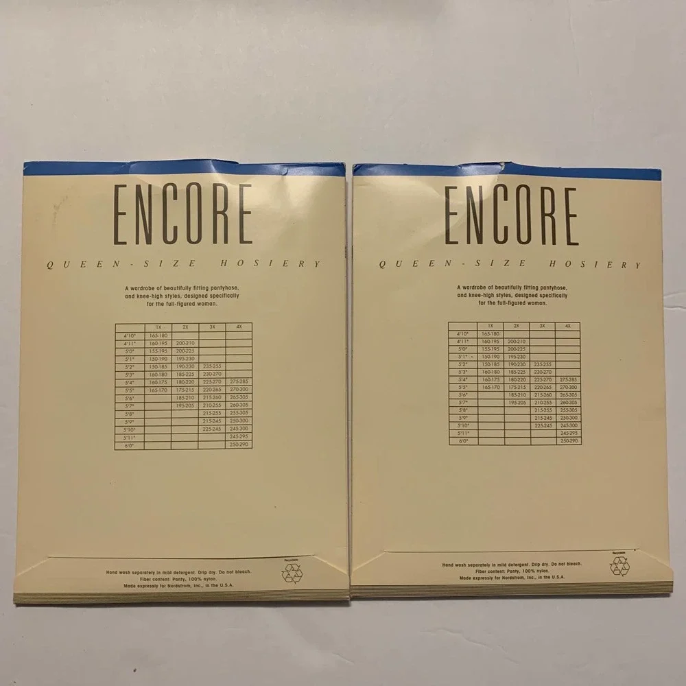 Vintage Nordstrom Encore Pantyhose Style‎ #55152 Queen Size 2X NIB